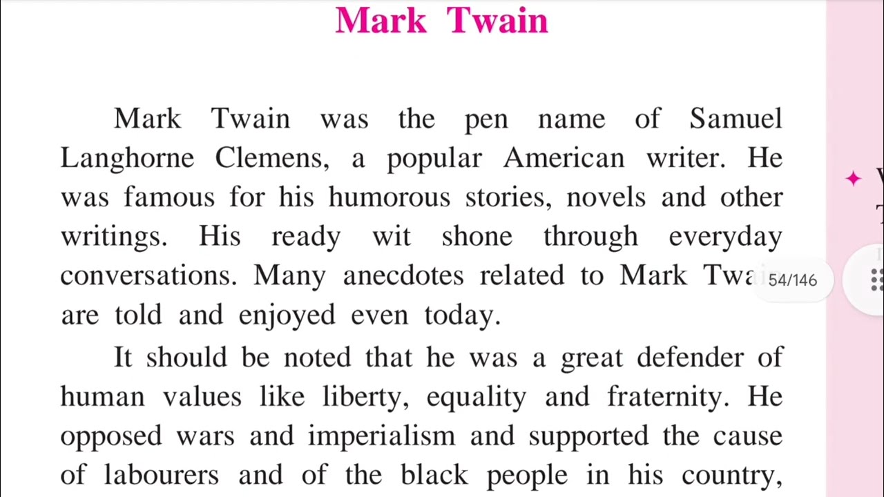 Mark Twain | 9th Standard Semi English lesson Part 1 explained in Marathi 