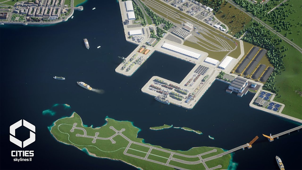 I built a fully upgraded port in Cities Skylines 2!