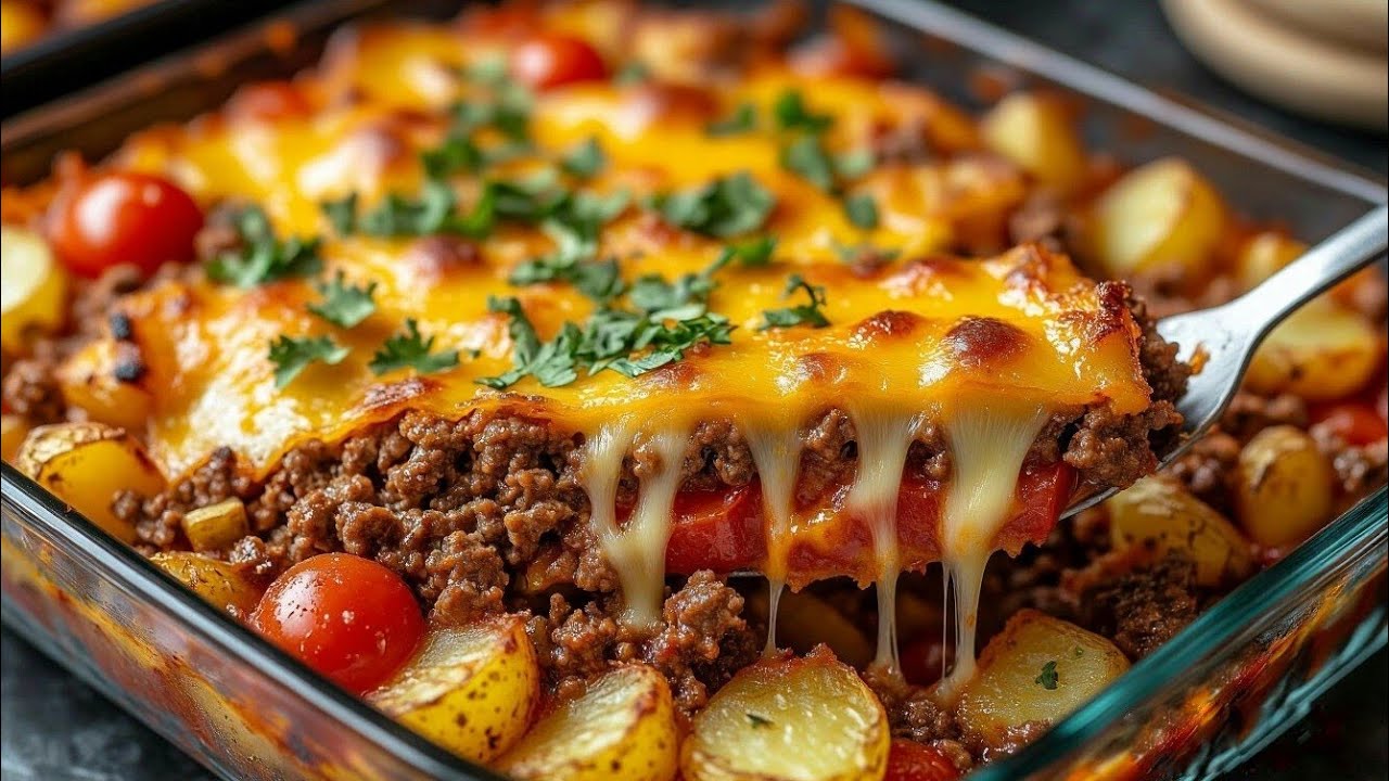 Картофельная запеканка с сыром и куриным фаршем | Простые рецепты ужина