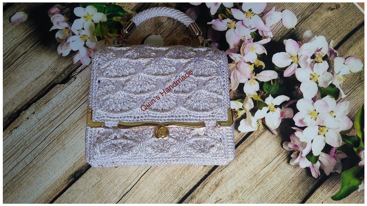 How to crochet W bag by the fan pattern 1/2 - Hướng dẫn móc túi W bằng họa tiết rẻ quạt phần 1/2