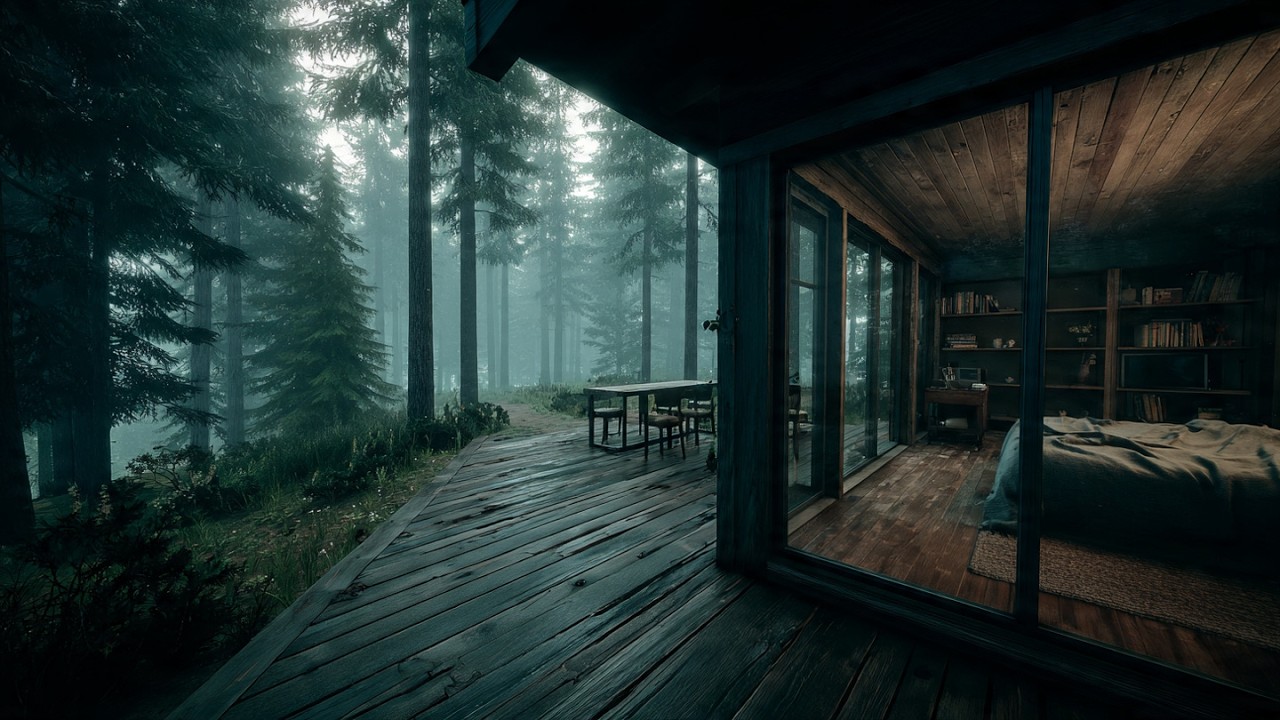 Best Rain Sound for Sleep - Rain on cozy bedroom in the forest - Rainy Night Sleep Sounds No Music