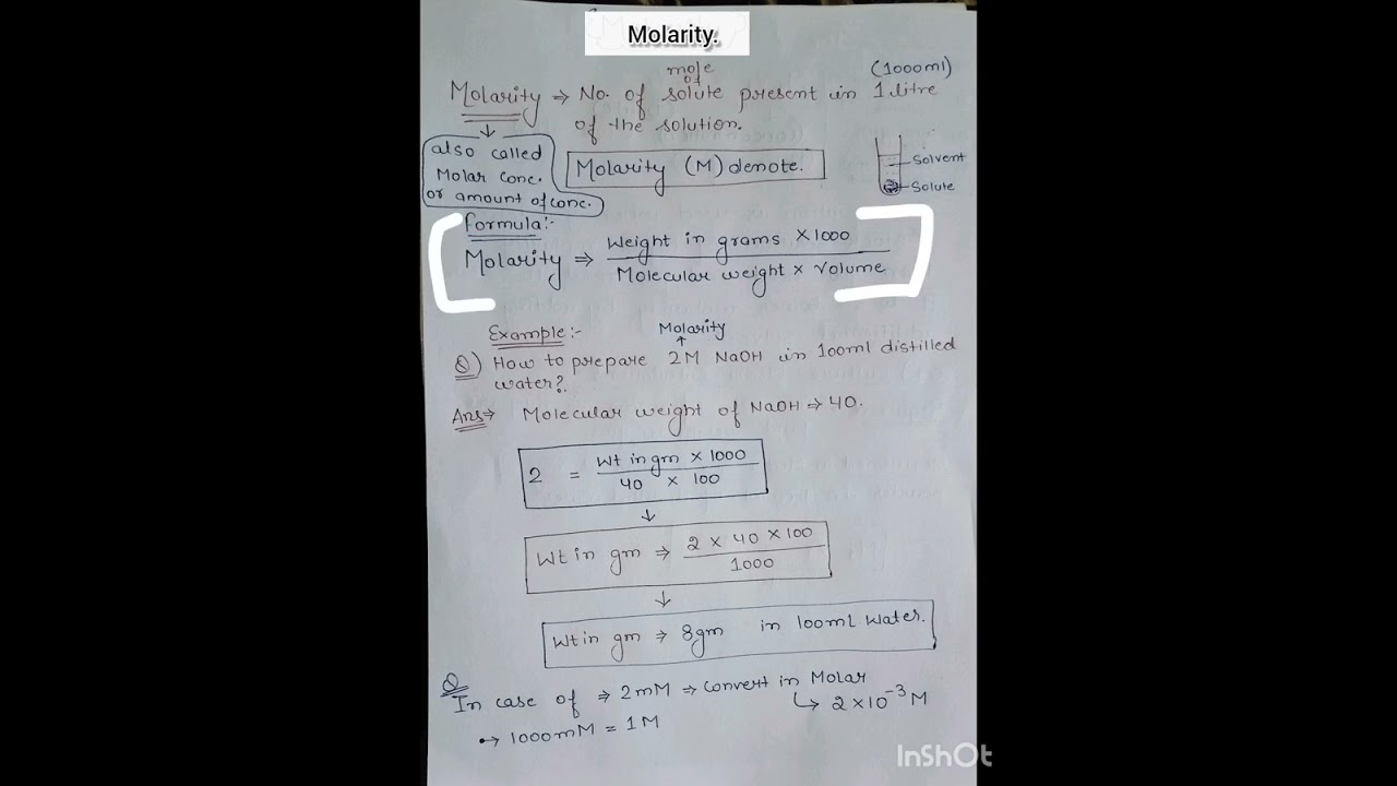 Molarity : making it easy. In hindi. #Molarity definition #biochemistry #Formula