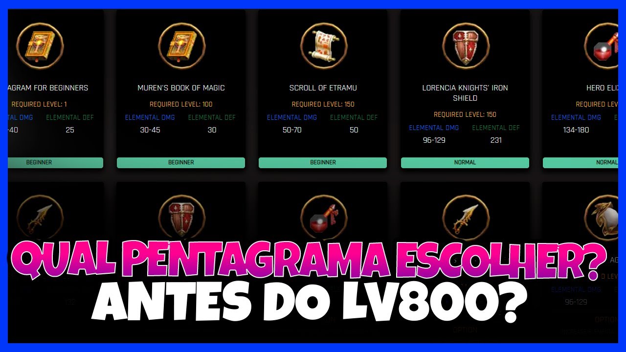 #17 [Mu Global] QUAL PENTAGRAMA ESCOLHER PARA CHARS PVM DO LV 0 AO 800?