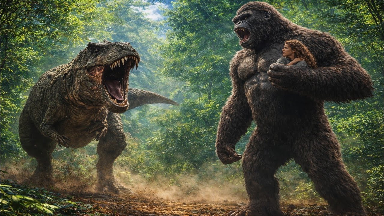 King Kong Vs Dinosaur| The Girl Who Survived the Deadly Jungle| King Kong vs T-Rex 🦖 | Full movie 
