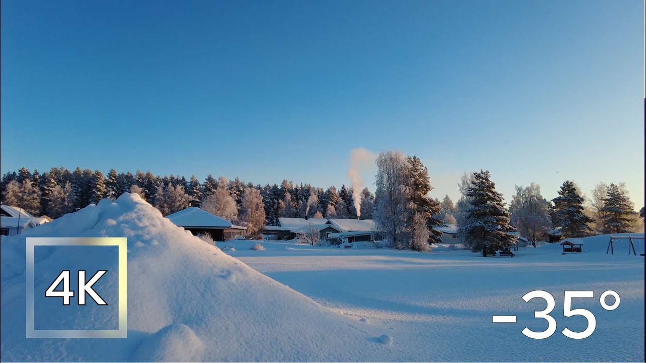 Cold winter walk in -35° | Winter wonderland ❄️ | Sweden | 4K