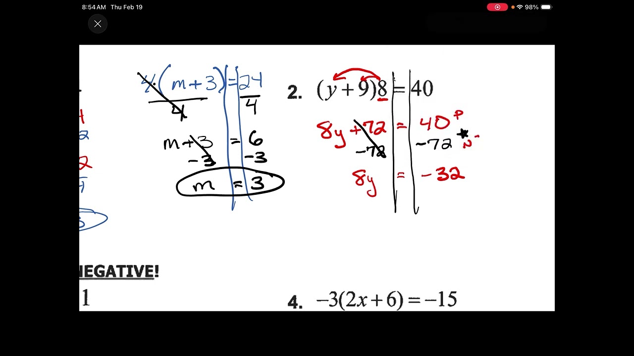 Lesson 8.2 Multistep Equations Notes