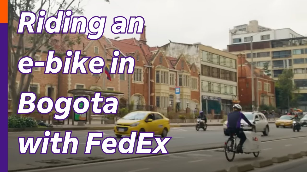 Riding an e-bike in Bogota with FedEx
