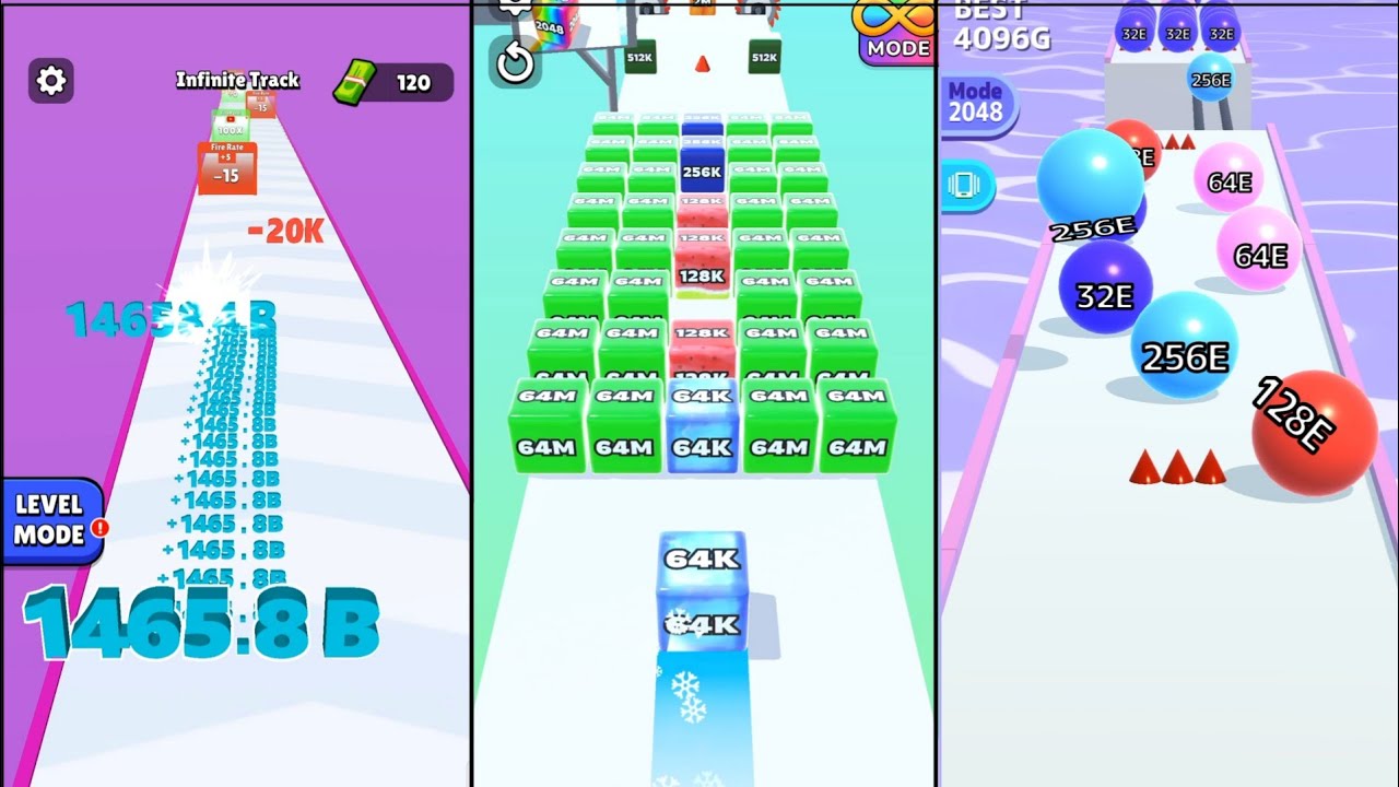Jelly Run 2048 vs Ball Run 2048 vs Number Run Race 3 in one Gameplay | Run & Merge #2