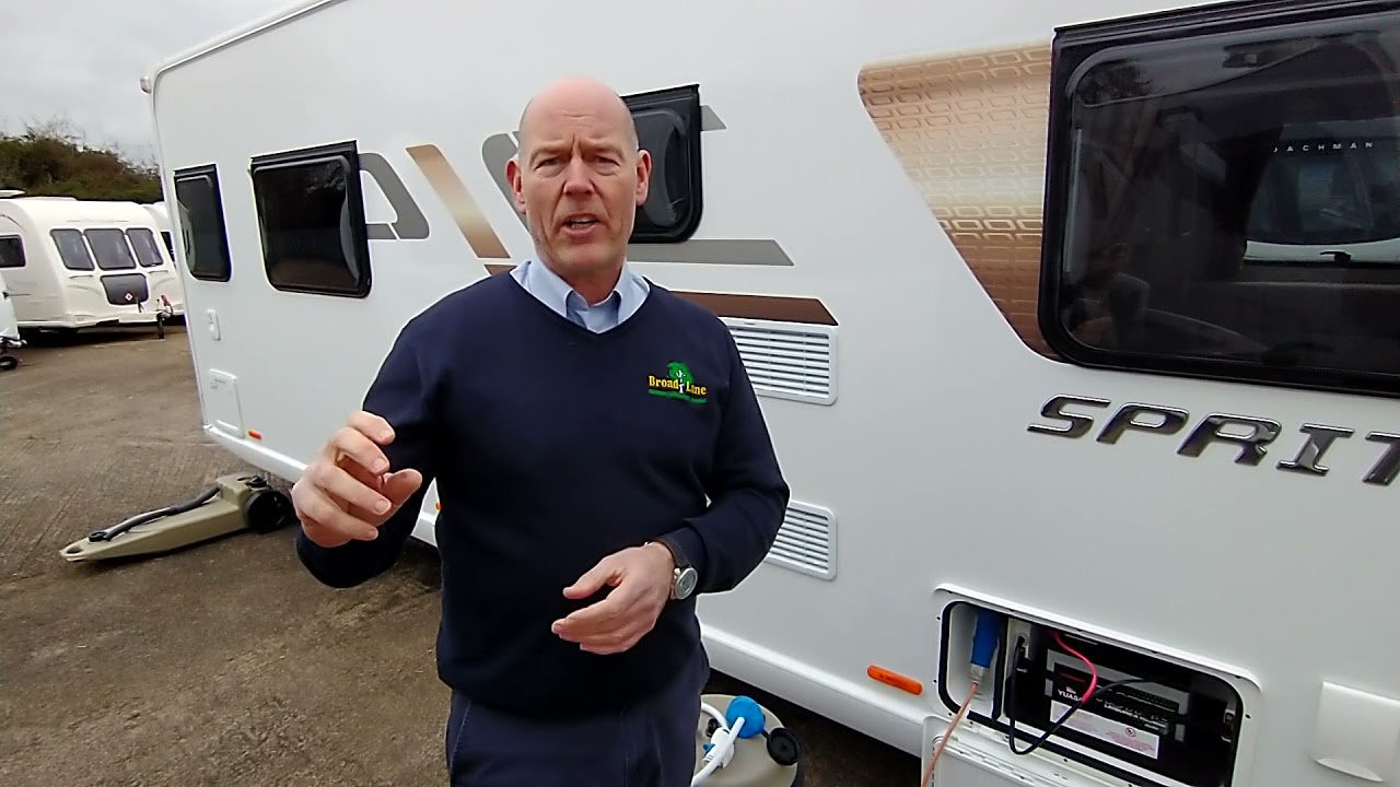 How do I set up my caravan on site?