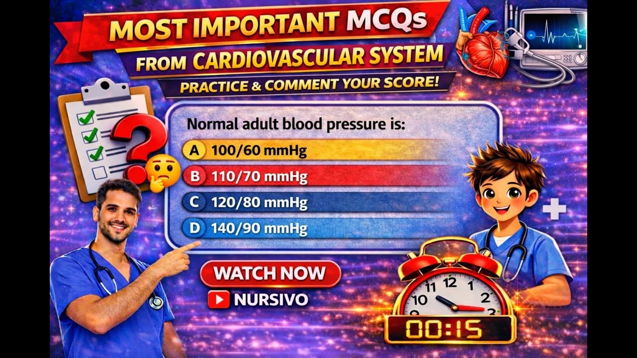 CVS MOST IMPORTANT MCQ | AIIMS NORCET | RRB NURSING | CHO  