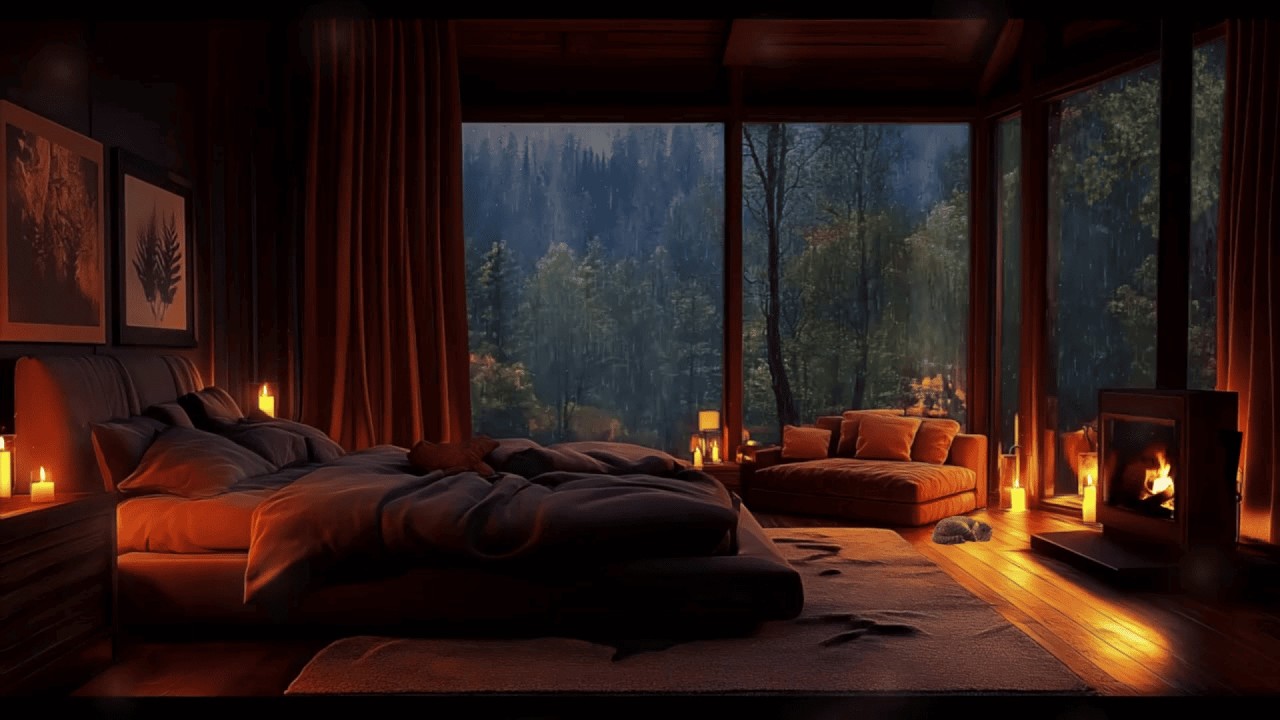 Fall Asleep in 5 Minutes 🌧️ Cozy Bedroom Rain & Fireplace (3 HOURS) | No Talking