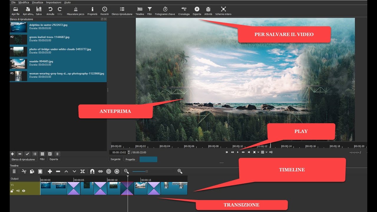 Come creare presentazioni di foto e video con Shotcut