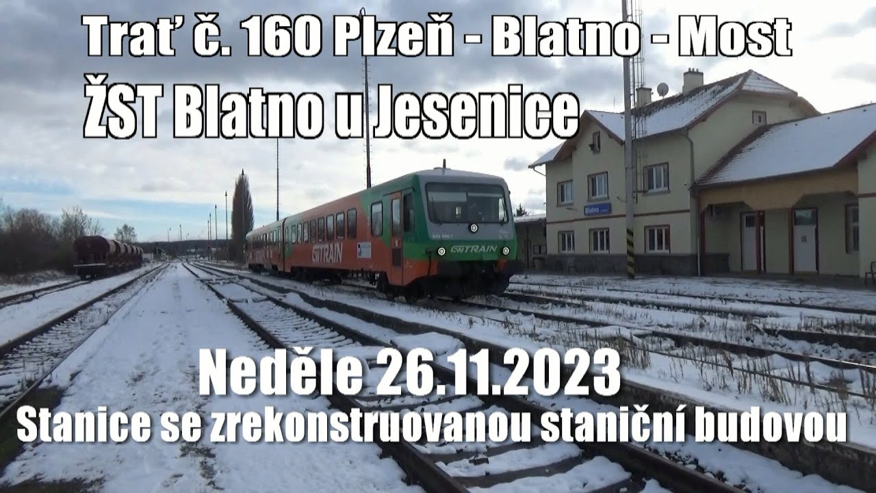 23.11.26 Stanice Blatno u Jesenice se zrekonstruovanou nádražní budovou