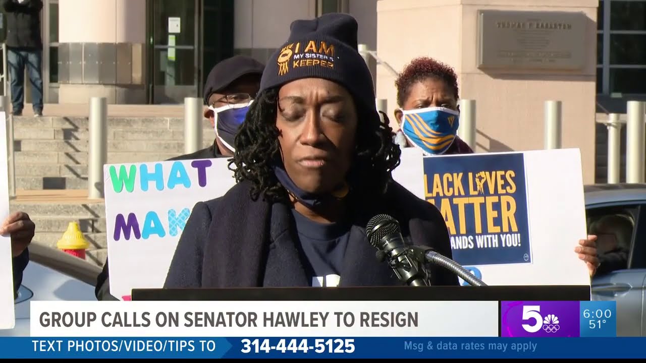 Protesters circle Josh Hawley's office calling for the senator's resignation