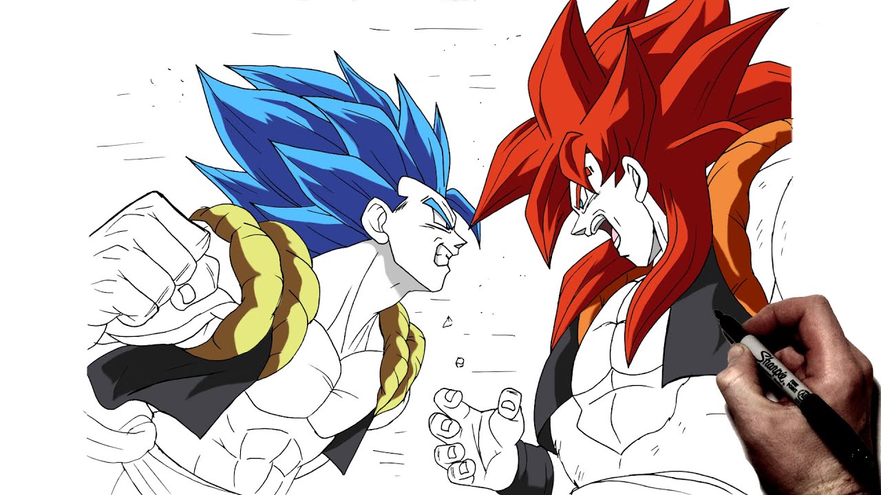 How To Draw Gogeta Blue Vs Gogeta SSJ4 | Step By Step | Dragon Ball