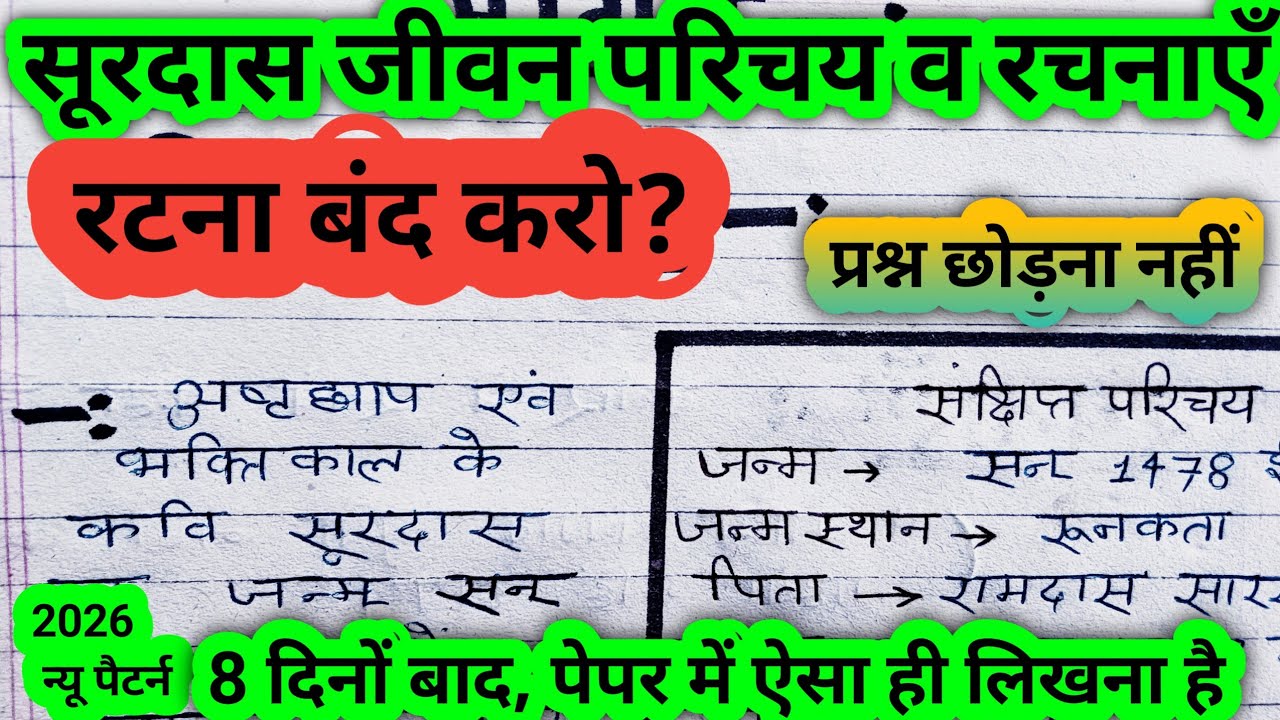 Surdaas Ka jivan Parichay in Hindi ||  सूरदास का जीवन और रचनाएँ |