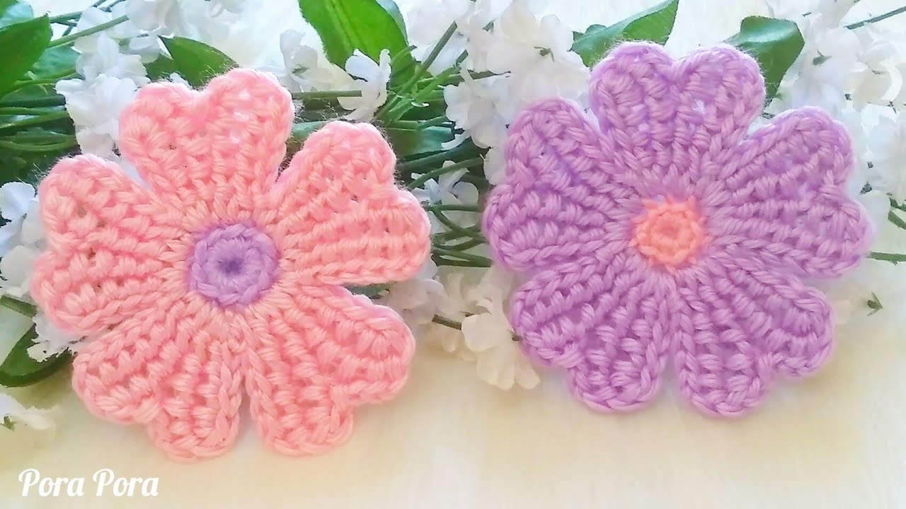 Crochet Touch Me Not Flower I Crochet Tunisian Flower I Crochet 5 Petals Flower