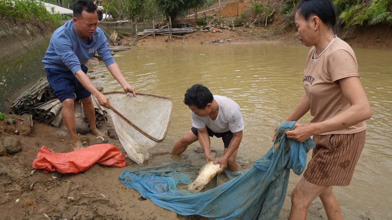Bắt cá bằng màn trong bản - Món cá Trắm nướng kiểu người Thái ở Nhà Sàn Gái Bản