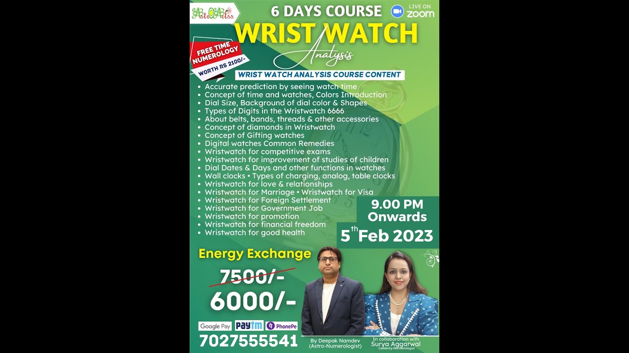 wrist watch analysis course starting from 5 feb call now @9811194391 or @9355751717