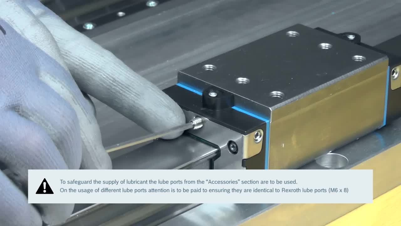 [EN] Bosch Rexroth: Mounting of lubrication port on roller runner block (How-To)