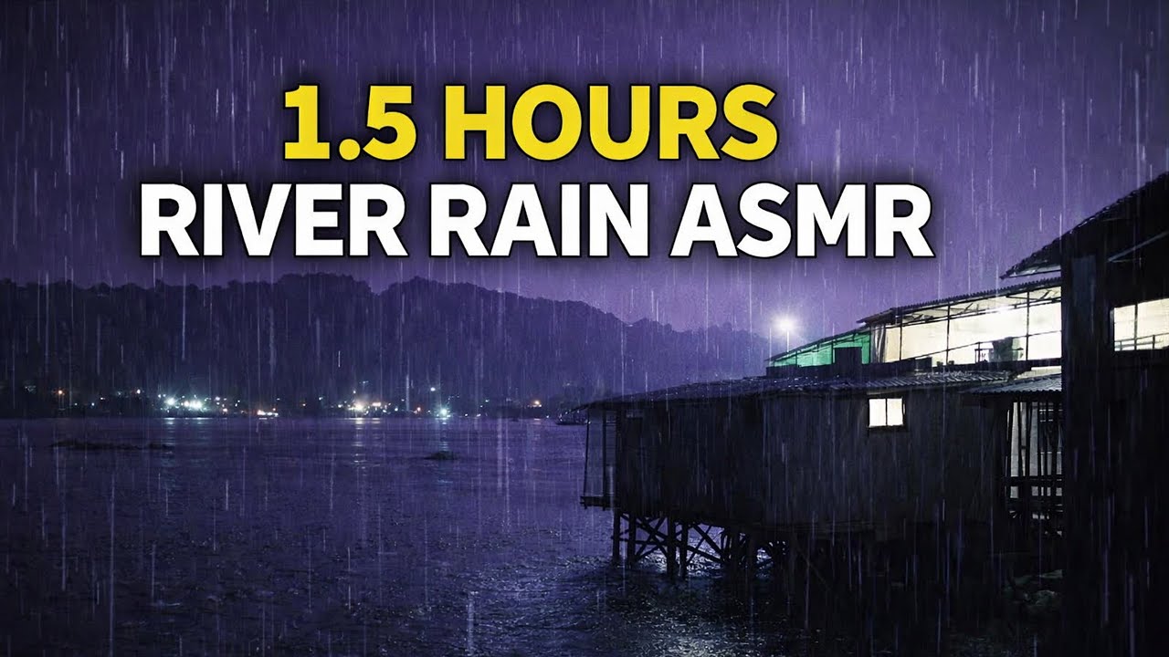 1.5 Hours River Rain ASMR | Night Rain Sounds for Relaxation