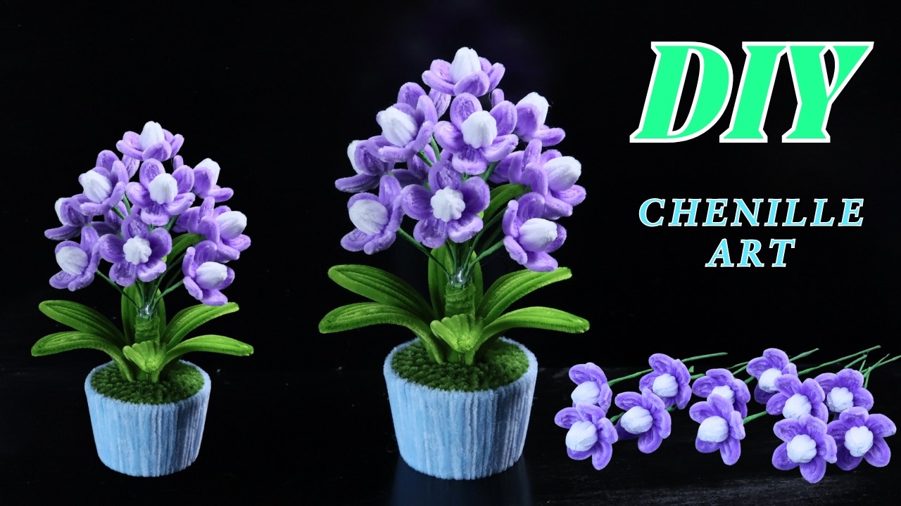 Beautiful DIY Purple Chenille Flower Pot 🌸 Step-by-Step Tutorial