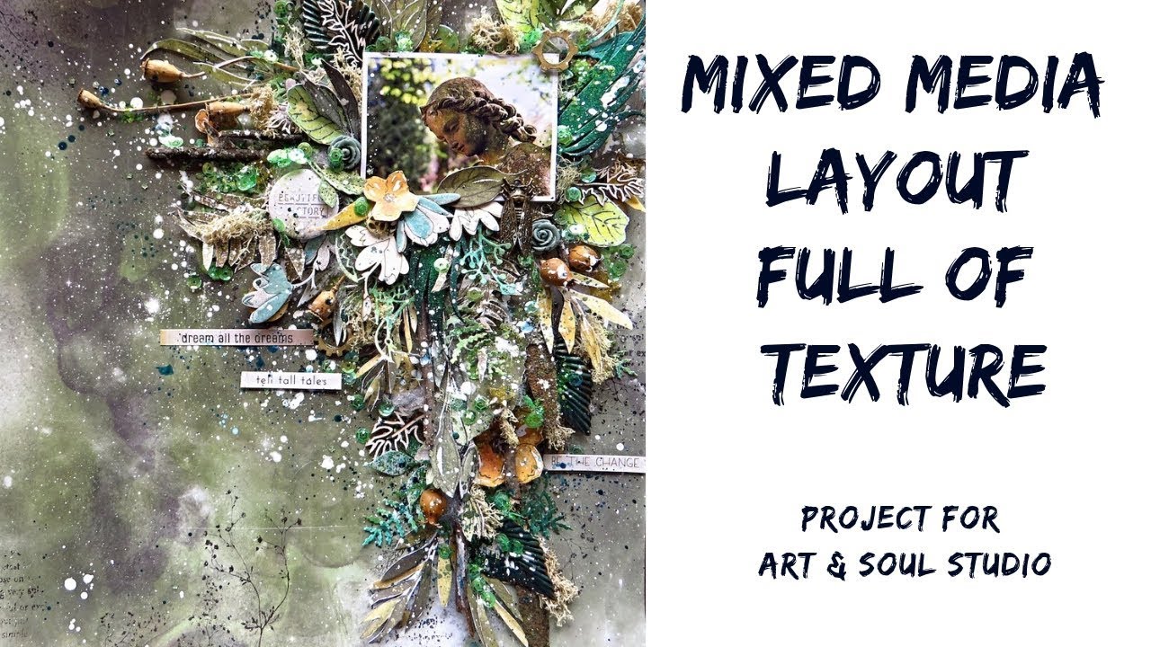 Mixed media layout with texture for Art & Soul Studio