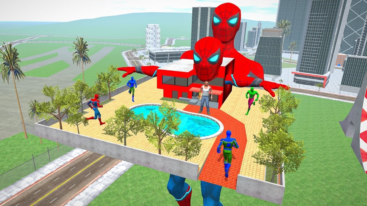 Giant Colourful Spider-Man Vs Franklin – INDIAN BIKES DRIVING 3D 