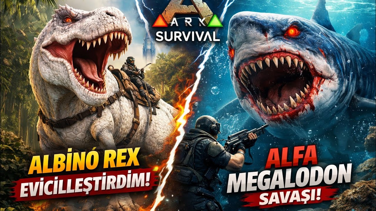 Albino Rex evcileştirdim ve Alfa Megalodon ile savaştım Ark mobile bölüm 8