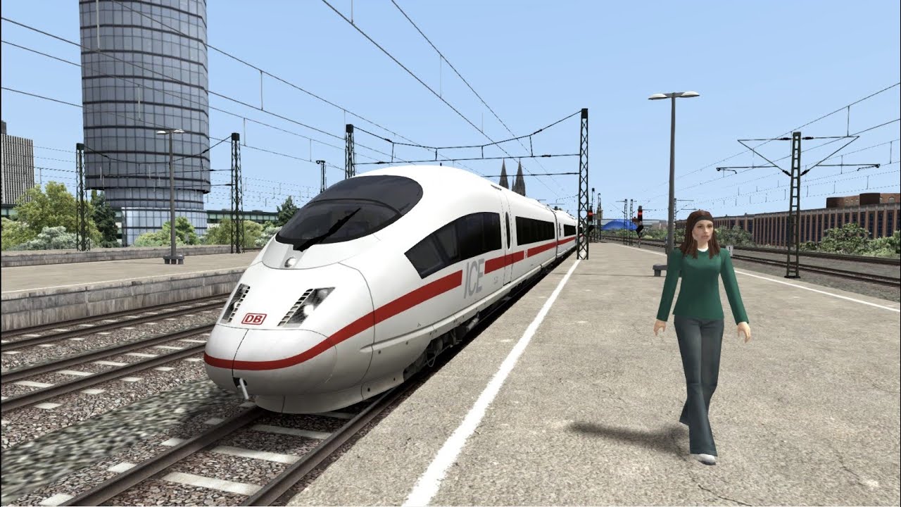Arrivée et départ du BR403 (ICE 3M) a la station Köln Messe/Deutz sur Train Simulator