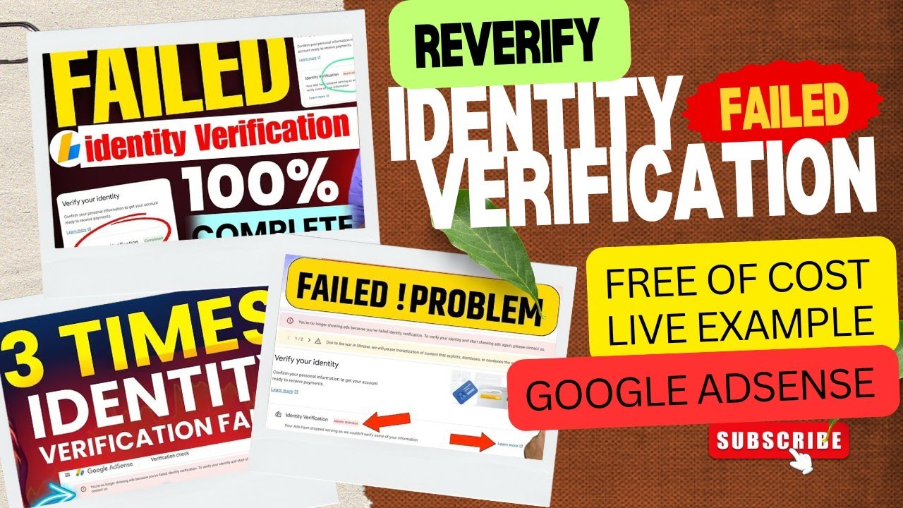 IDENTITY VERIFICATION FAILED FOR YOUTUBE ADSENS. HOW TO REVERIFY. LIVE EXAMPLE