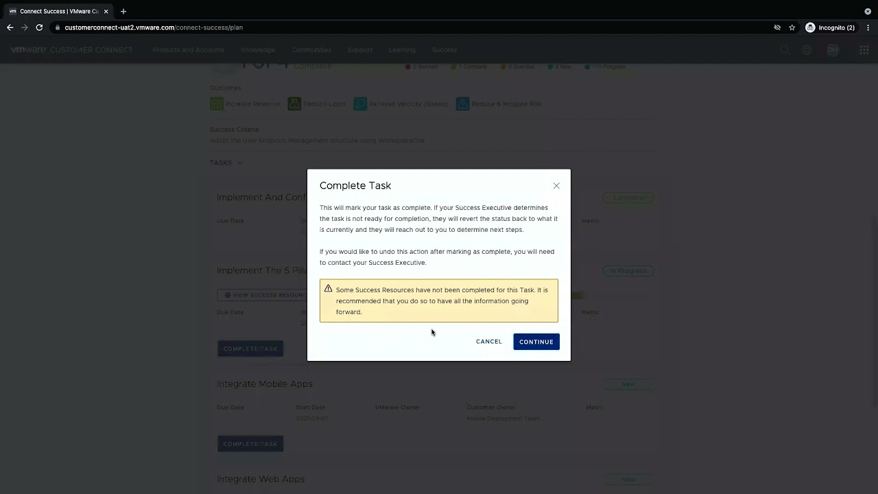 VMware Success 360 Interactive Success Plan Demo via VMware Connect Success