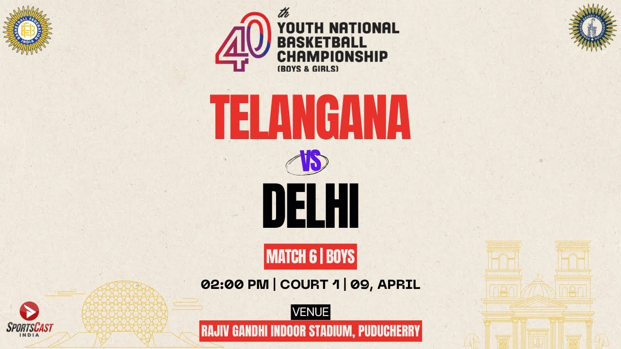 M6 | TELANGANA VS DELHI | BOYS | GROUP-B | 40TH YOUTH NATIONAL BASKETBALL CHAMPIONSHIP 2025