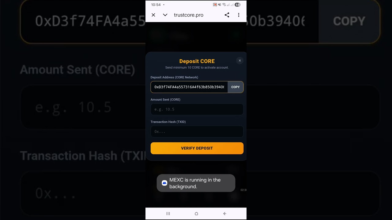 How to verify #TrustCore account