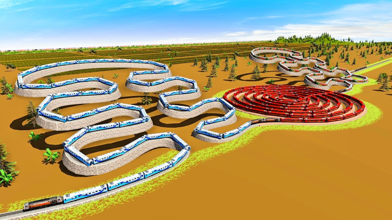 The Most Extreme Slanted & Spiral Train Tracks‼️Trains Spin & Climb Obstacle Filled Tracks🚦Trainz 19