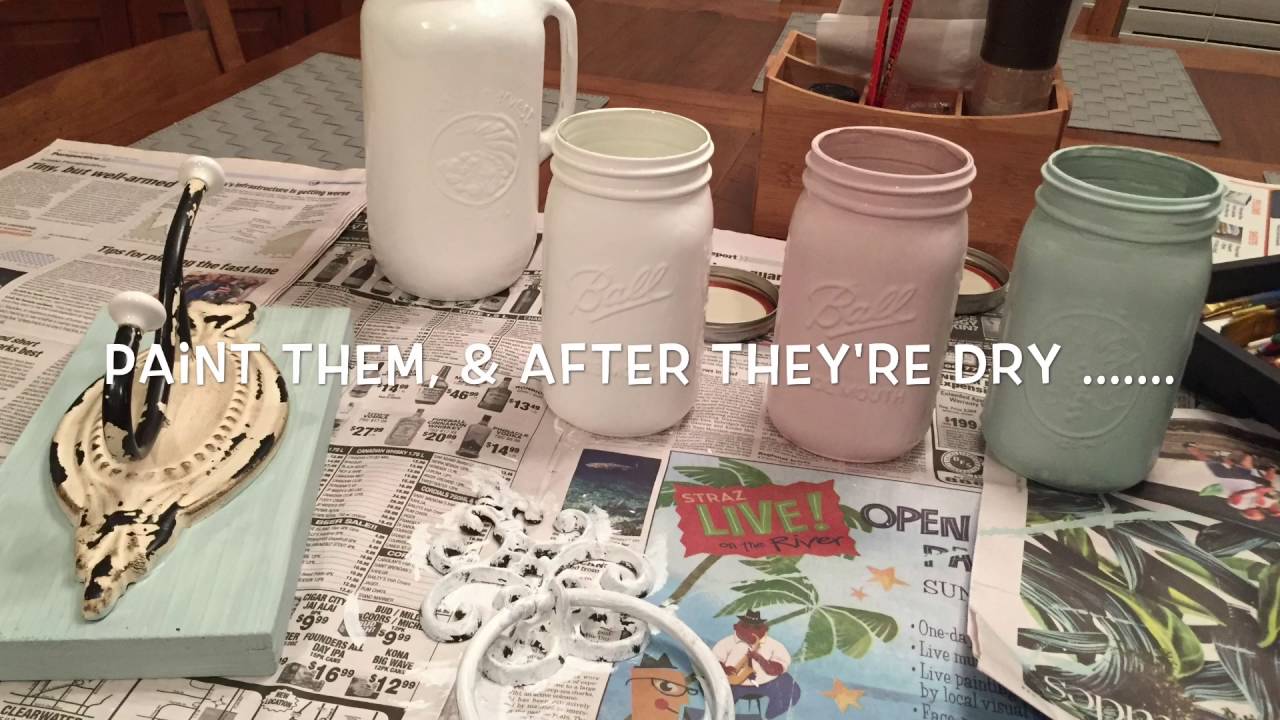 DIY SHABBY CHIC - CHALK PAINTED MASON JARS, ETC.