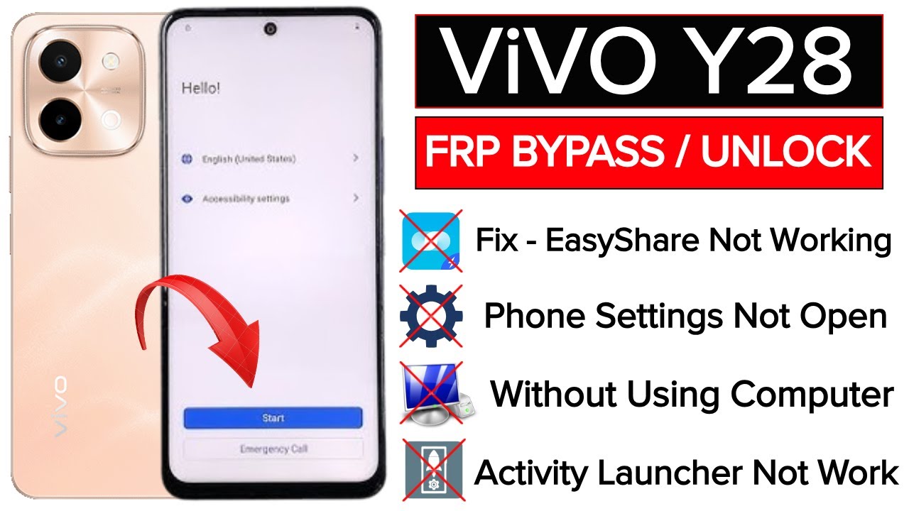 Vivo Y28 (V2352) Frp Bypass/Unlock Android 14 - EasyShare App Not Working / Settings Not Open