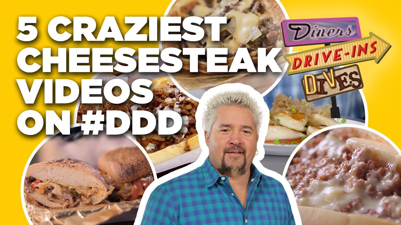 Top 5 Craziest #DDD Cheesesteak Videos of All Time | Diners, Drive-Ins, and Dives | Food Network