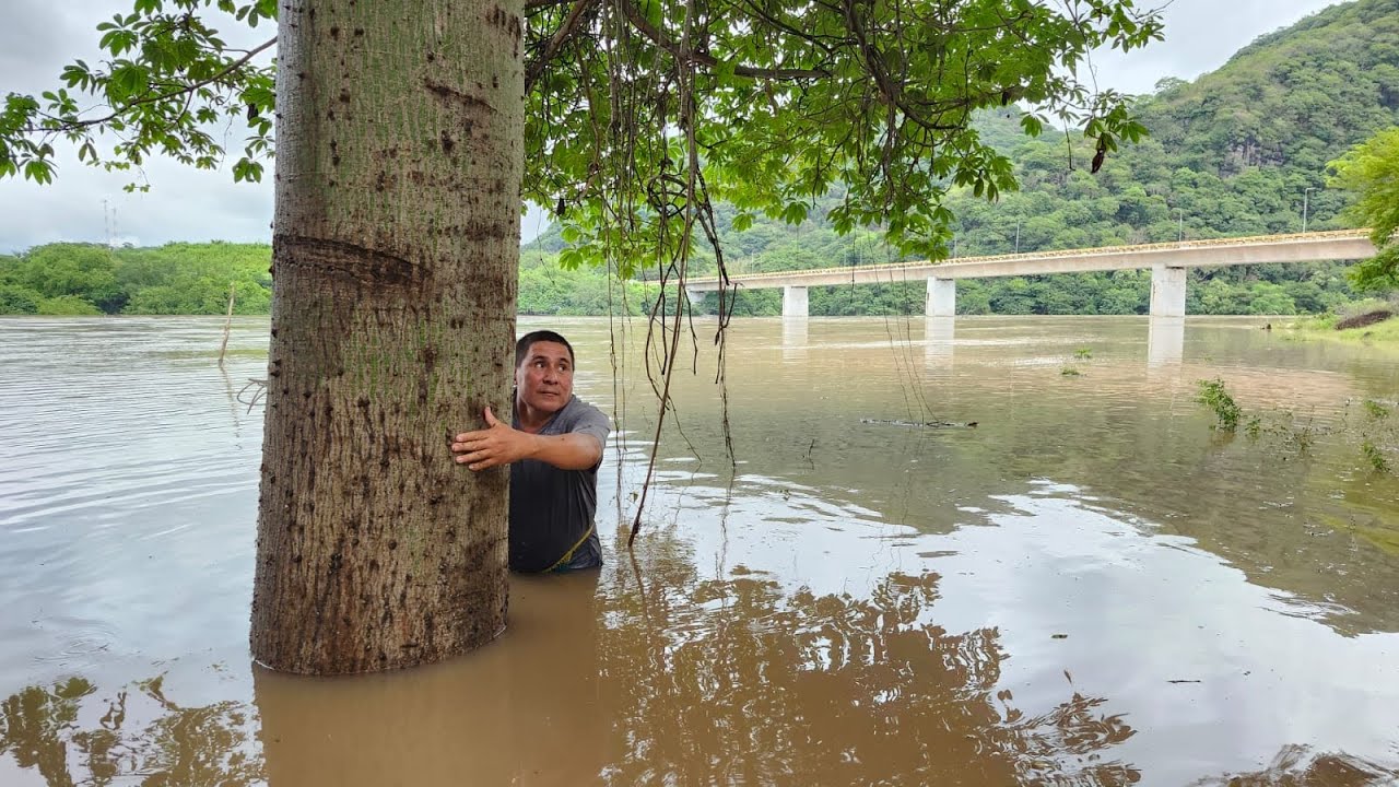 alerta 🚨roja río Lempa se desborda  y chungo queda atrapado en la creciente !! Por el huracan sara 🚨