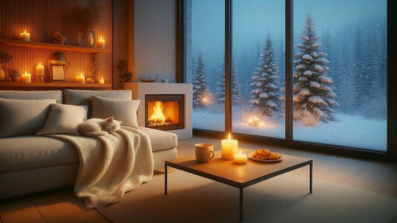 Cozy Fireplace Ambience with Falling Snow ❄️🔥 | 5 Hours Relaxing Winter Atmosphere