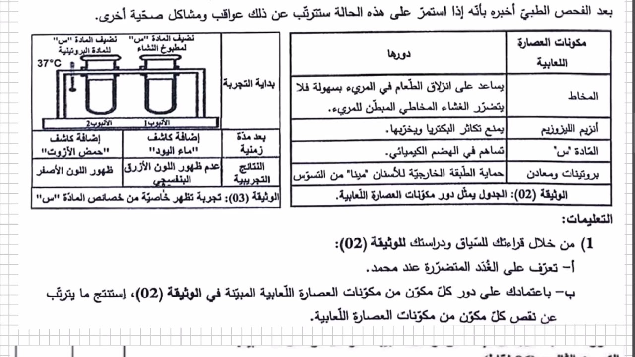 هام : التصحيح النموذجي لمادة علوم الطبيعة و الحياة علوم طبيعية 2025