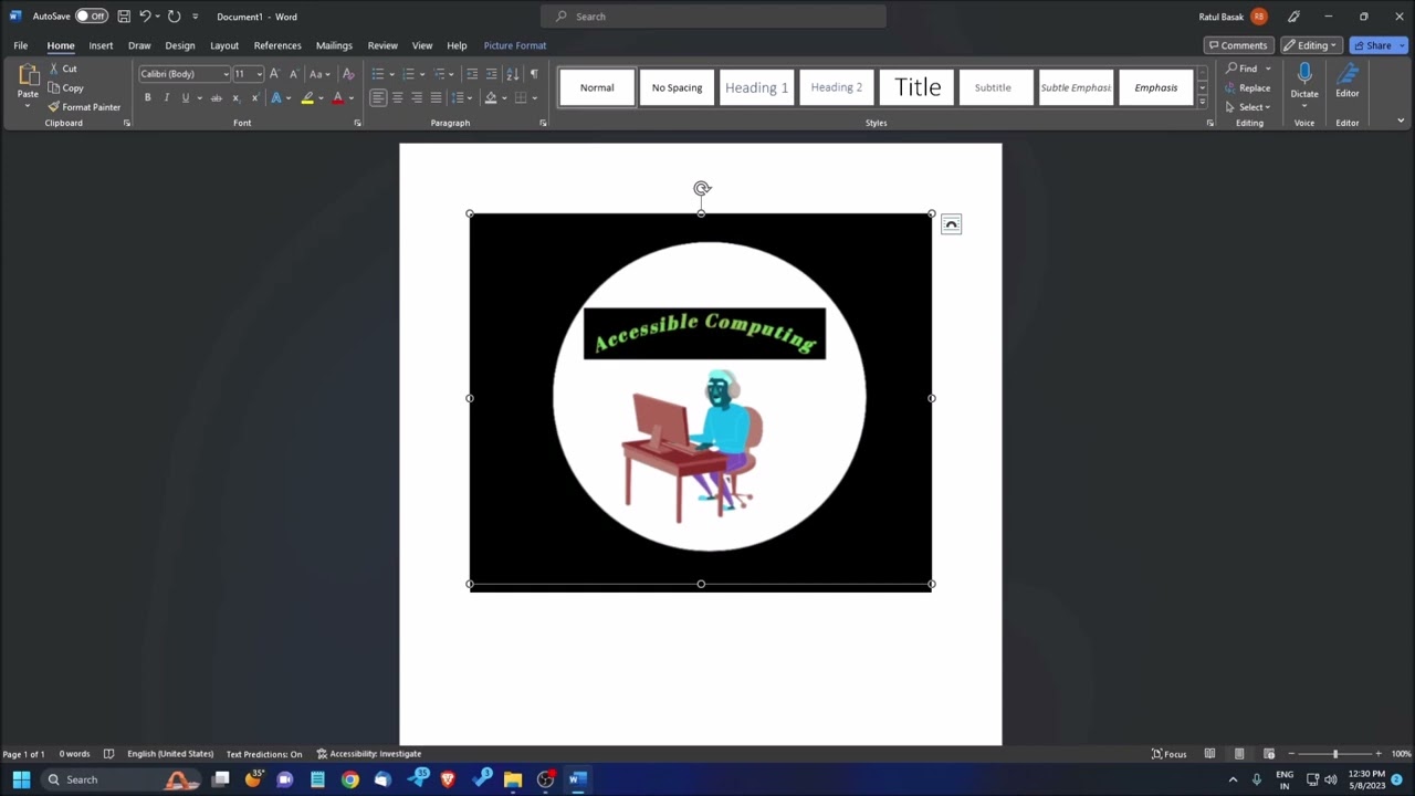 Using MS Word With Screen Readers (Part 10) | How To Insert Image And Use Automated Alt Text