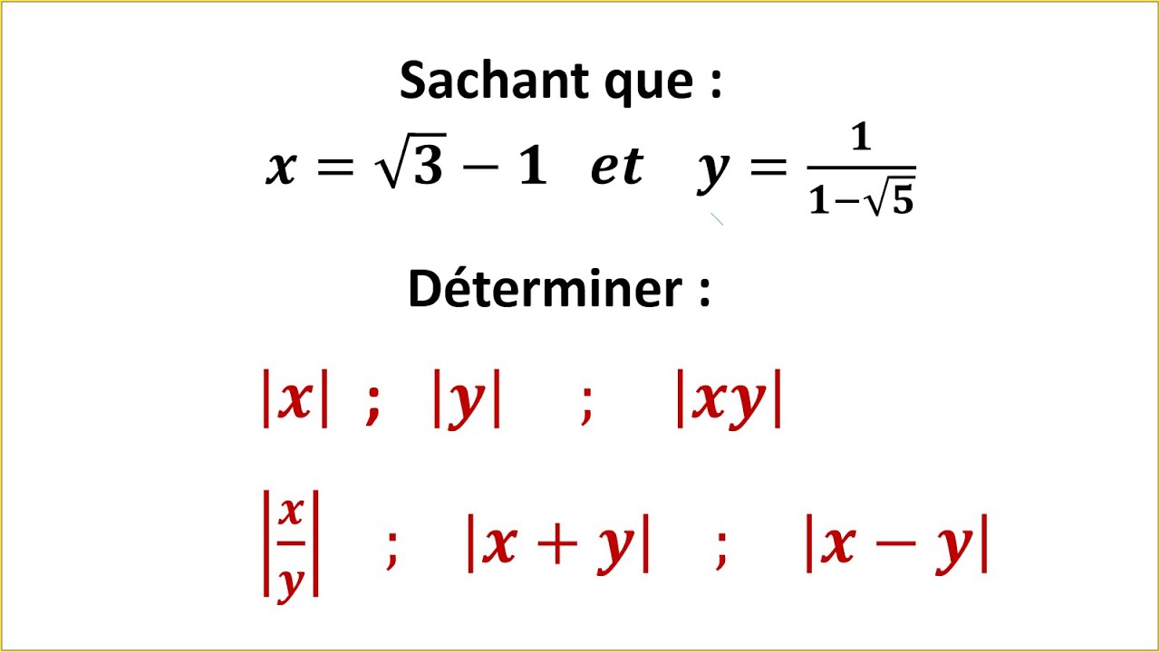 Exercice1 Valeur absolue ► Ordre dans l'ensemble R, TRONC COMMUN SCIENTIFIQUE ET TECHNOLOGIQUE