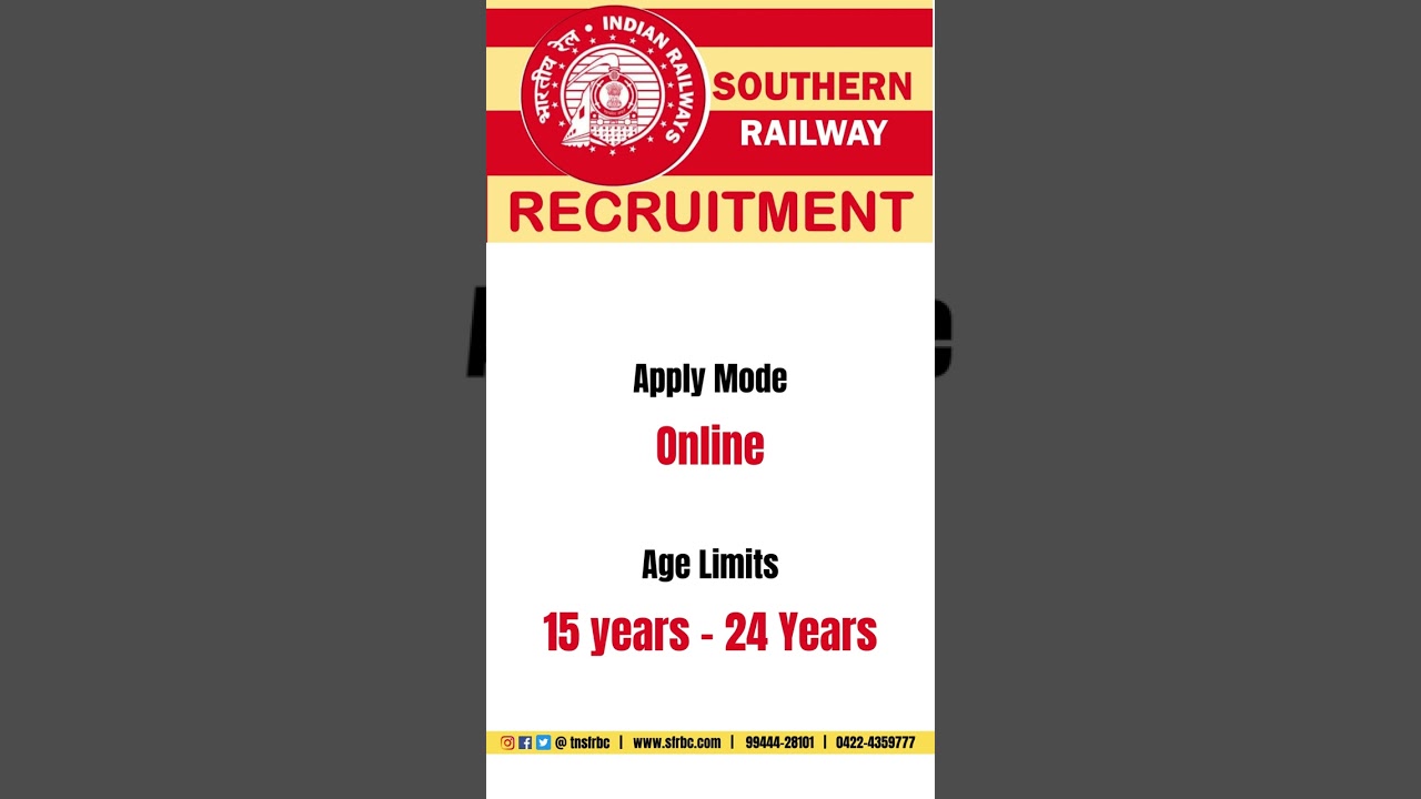 Southern Railway Recruitment 2024 | JOB NOTIFICATION 2024