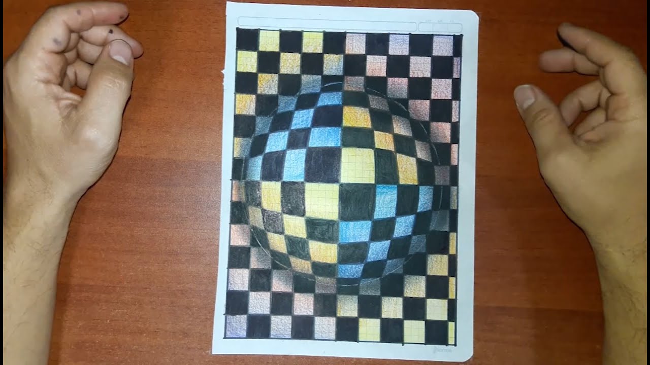 Como hacer esfera Op Art inspirada en Victor Vasarely