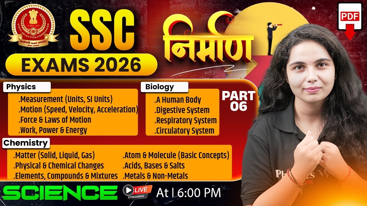 SSC Science Classes 2026 | SSC Science Basic Concepts | SSC CGL, CHSL, MTS, GD, CPO | By Muskan Mam