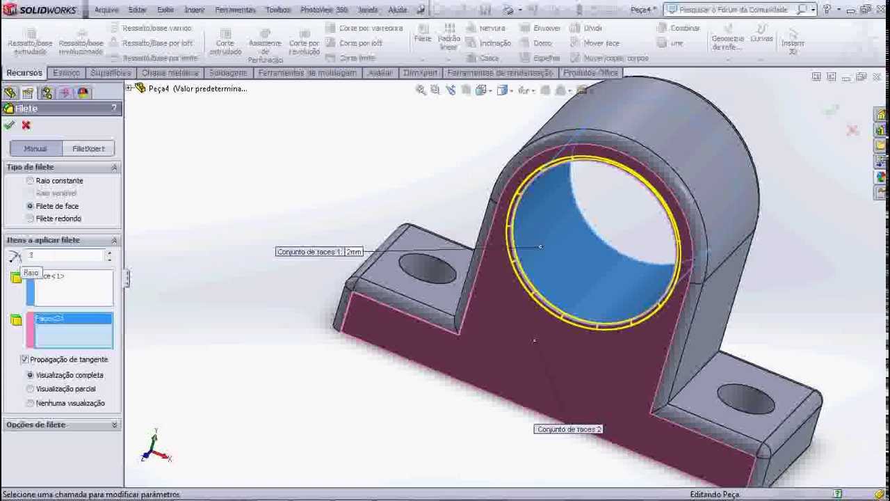 Aula 2 - SolidWorks Comandos Básicos - Mancal - Marcelo Pereira