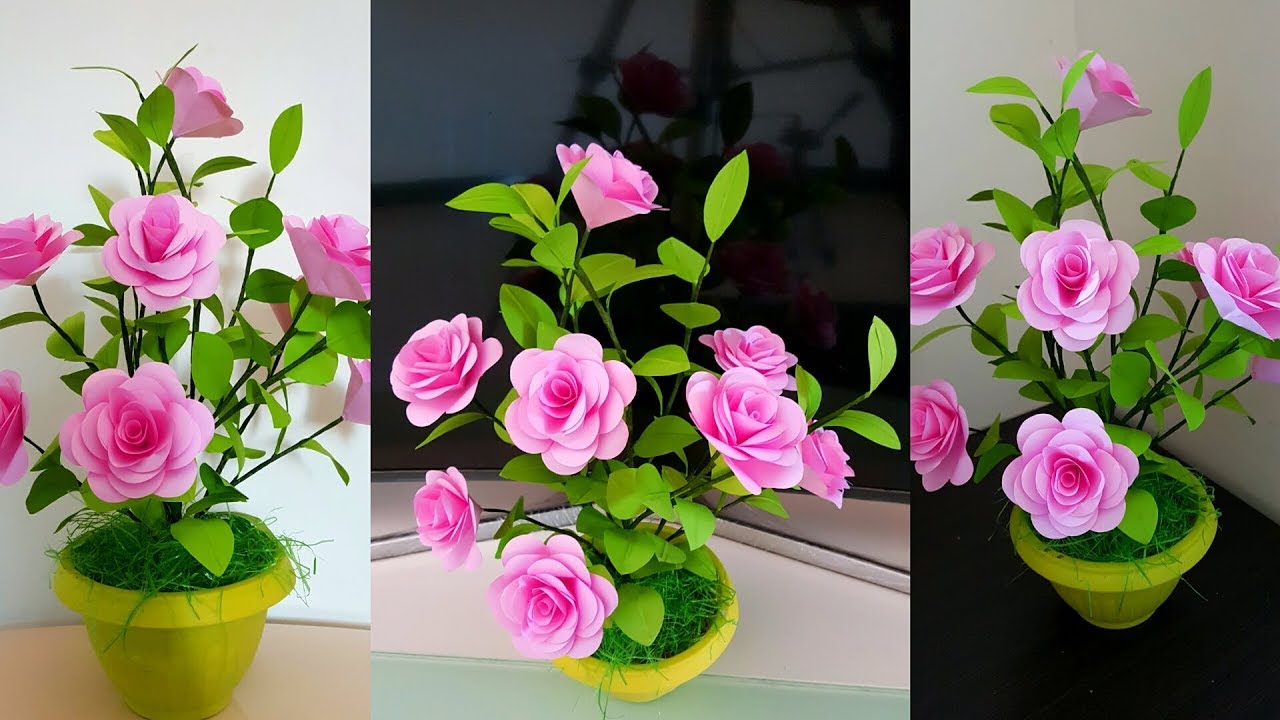 Cara Membuat Bunga Kertas Origami || Beautiful flower craft from origami paper