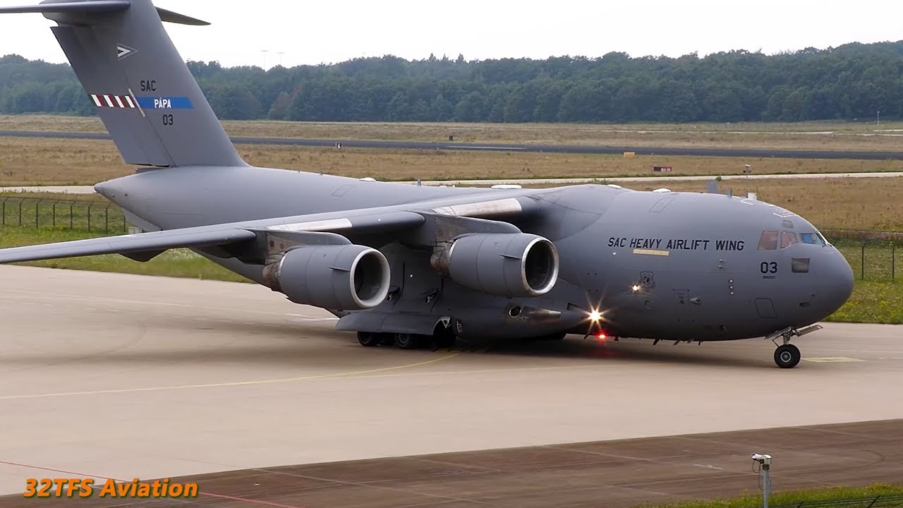 [4K] Military Heavies Start up and Depart | C-130H Hercules, C-17 Globemaster at Eindhoven