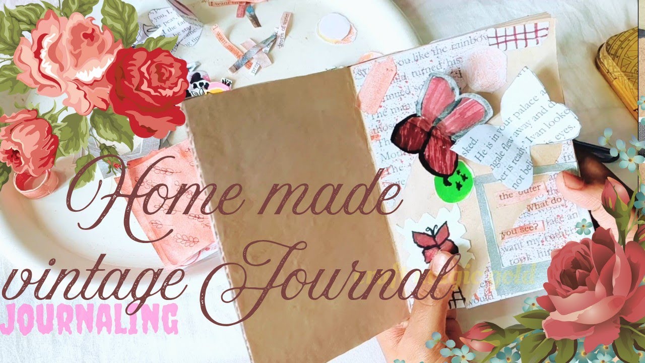 Homemade vintage Journal /coin sticker, frame, stamp........